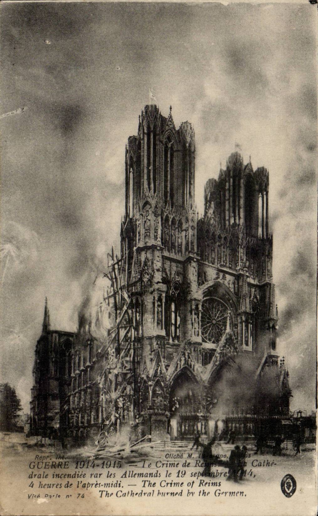 Rennes - Guerre 1914 1915 - Le Crime - Cathedrale incendiee par les Allemands - CPA