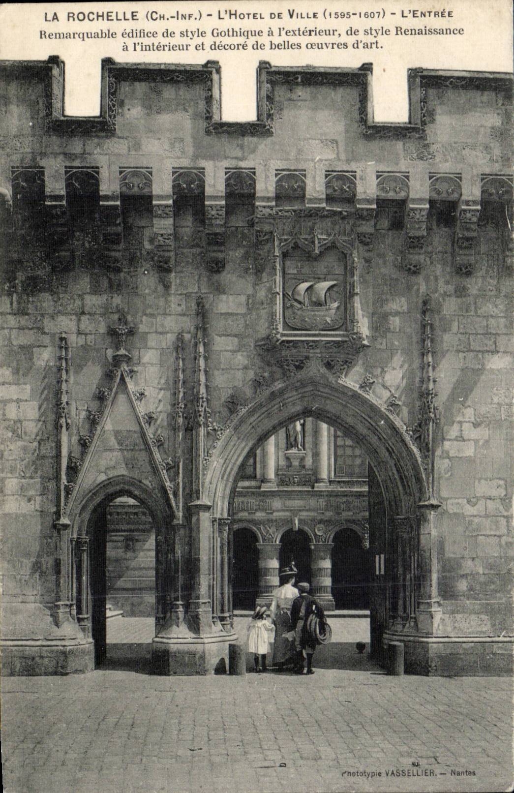 La Rochelle - das Rathaus - Eingang - CPA