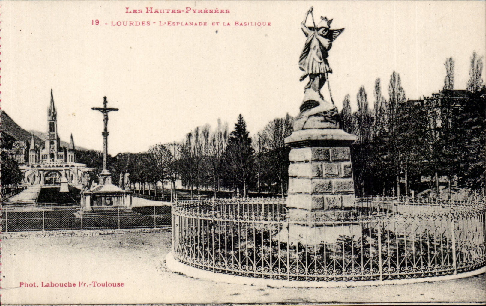 Lourdes - the Esplanade and the Basilica - CPA