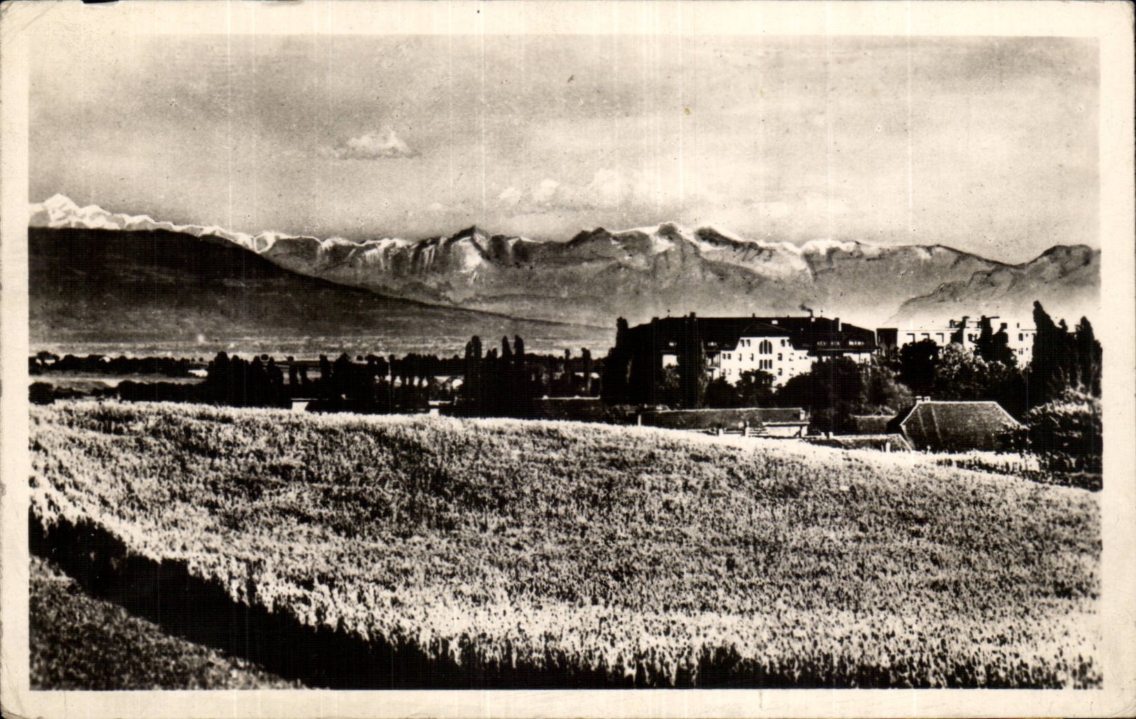 CPSM Divonne les Bains Les grands hotels le mont Blanc et la chaine des Alpes