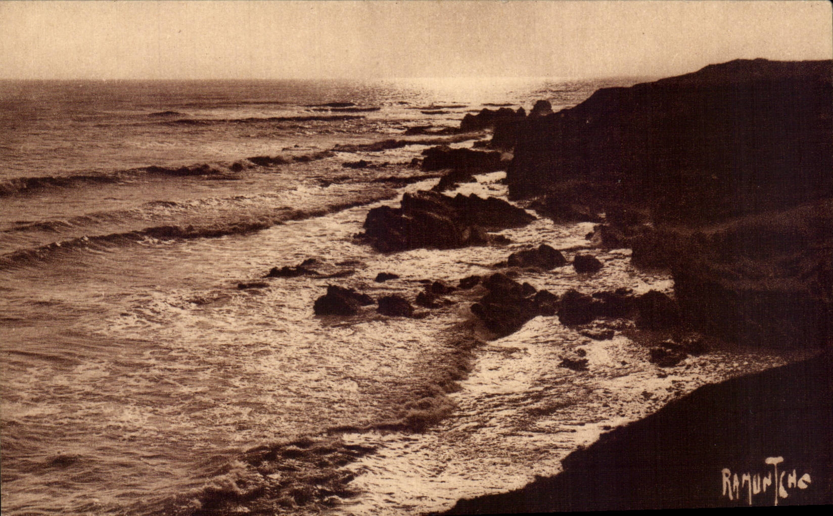 CPA Sande des olonne Sonnenuntergangs zu den Felsen des Saint Nicolas