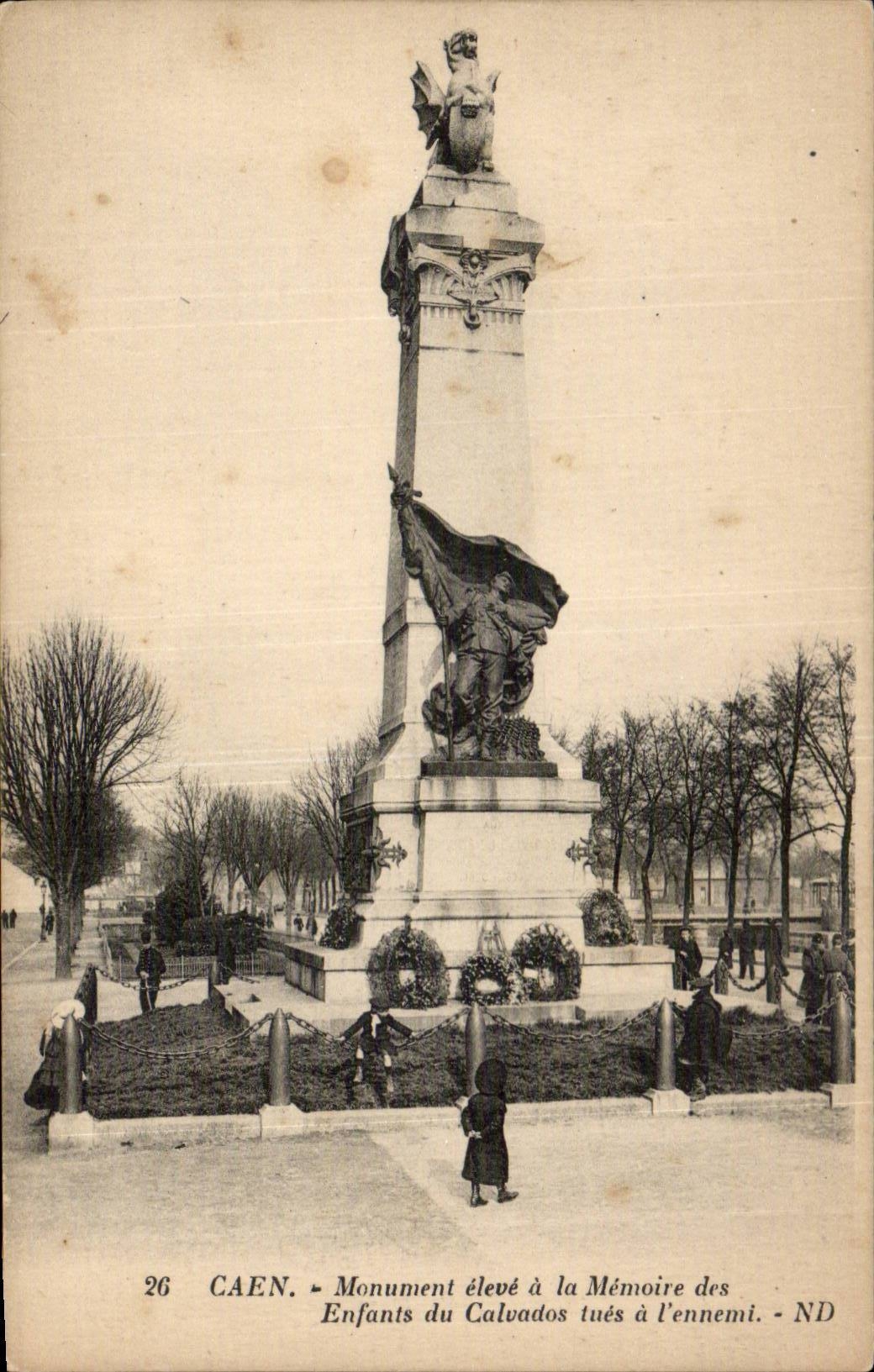 CPA Caen Denkmal hob mit dem Gedachtnis der Kinder der Apple-Weinbrand Totung mit dem Feind an