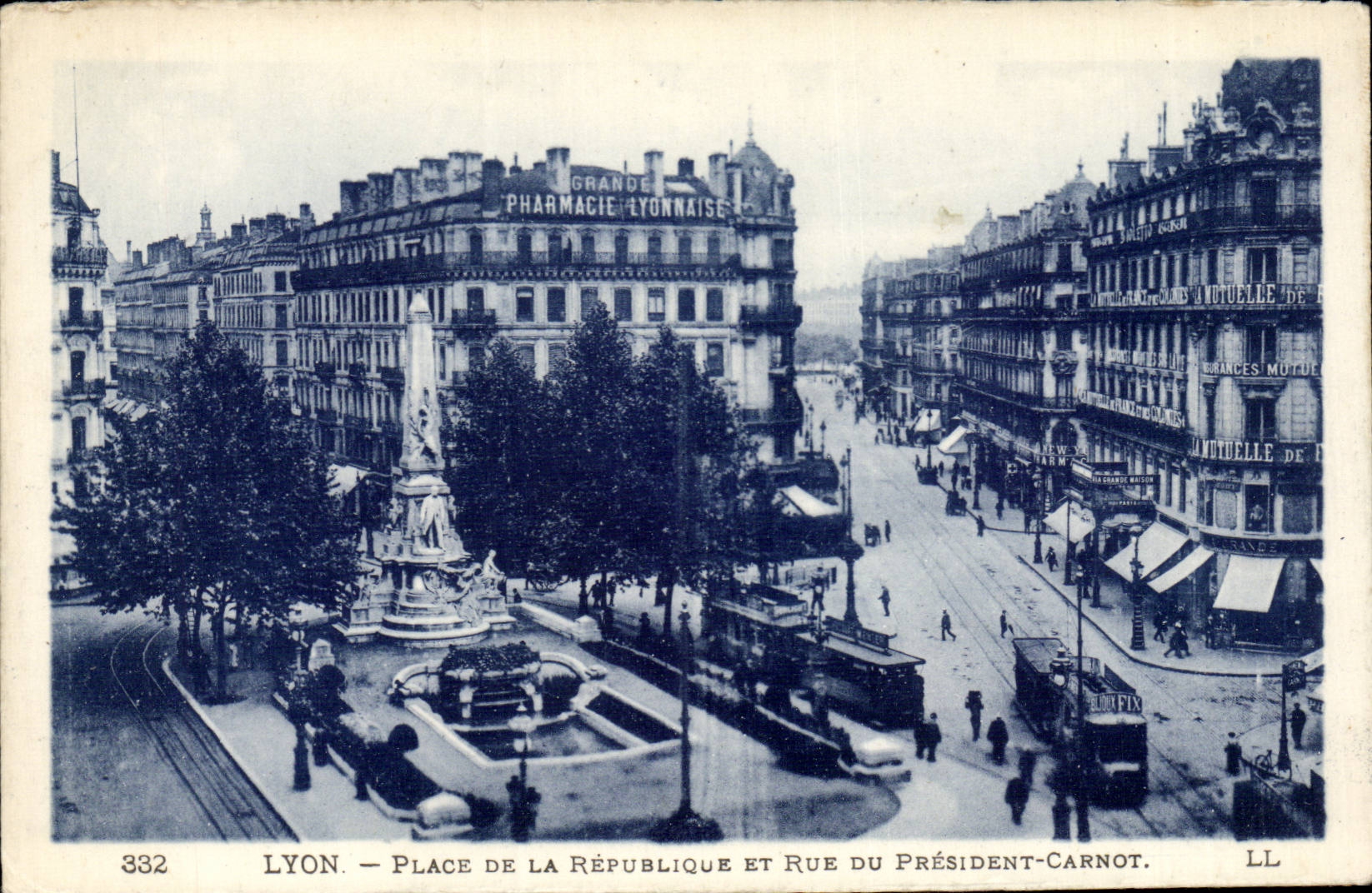 CPA Lyon places Republic and street of president Carnot