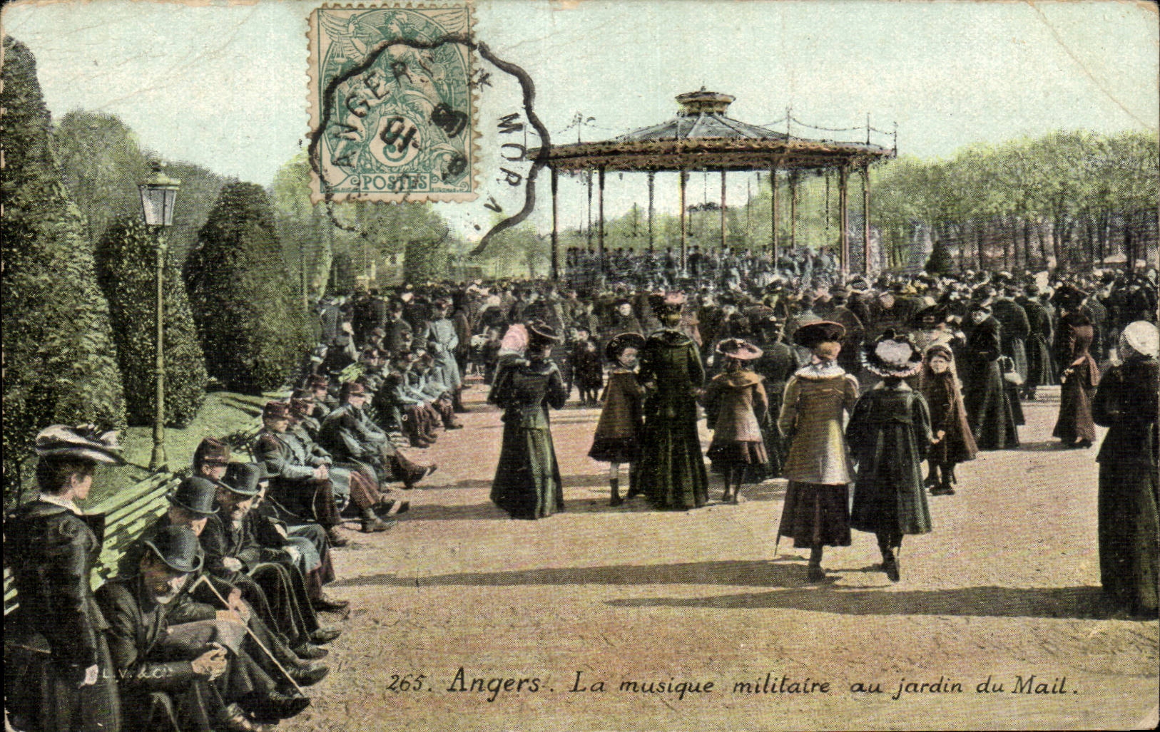 CPA Angers military music with the garden of the Email