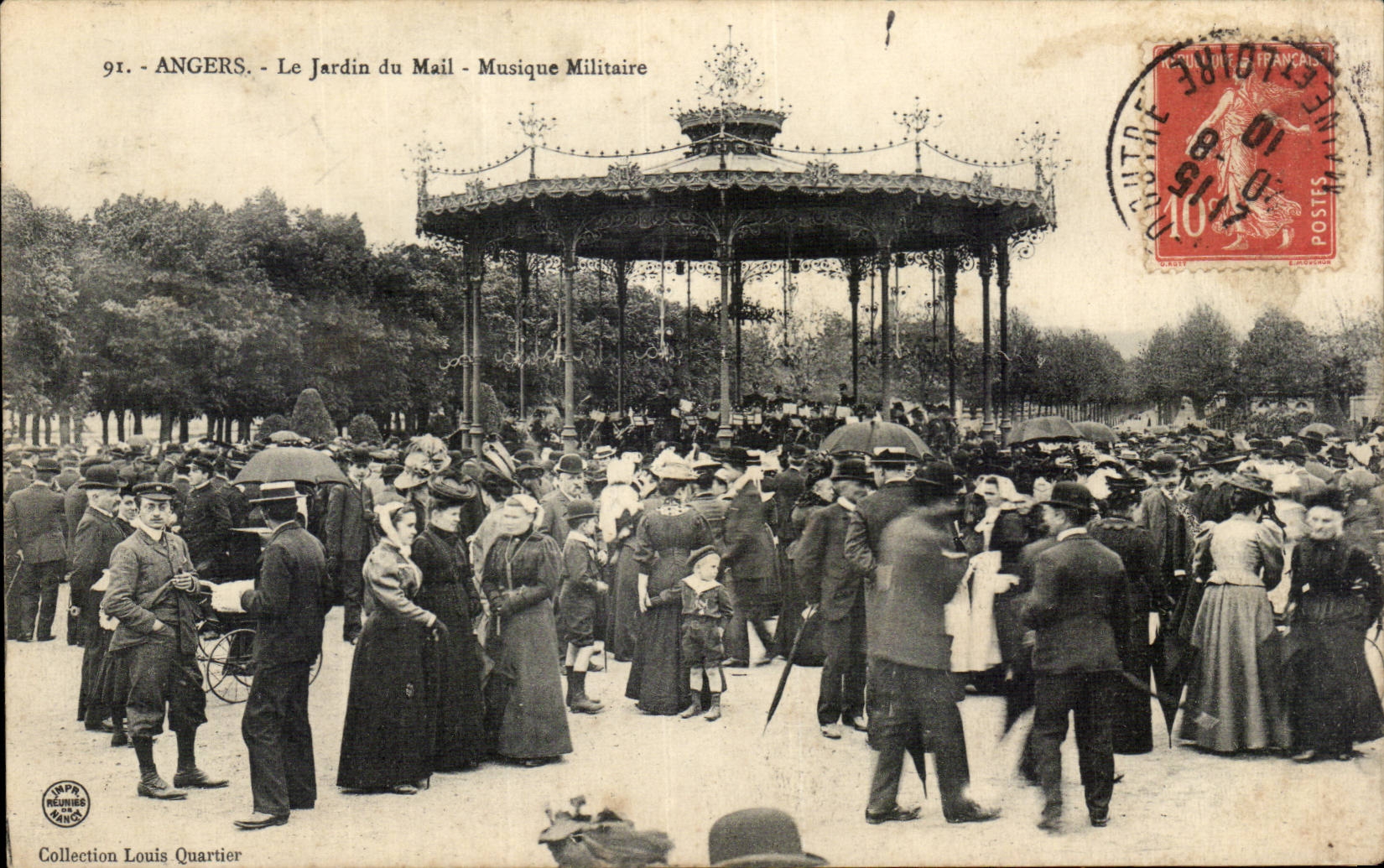 CPA Angers military music with the garden of the Email