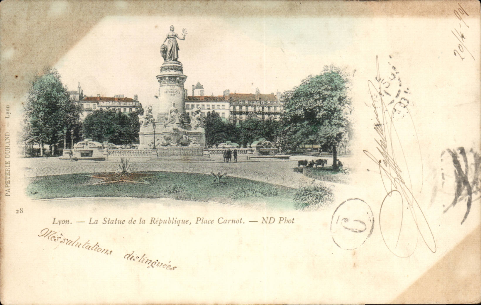CPA Lyon Statue of the Republic Places Carnot