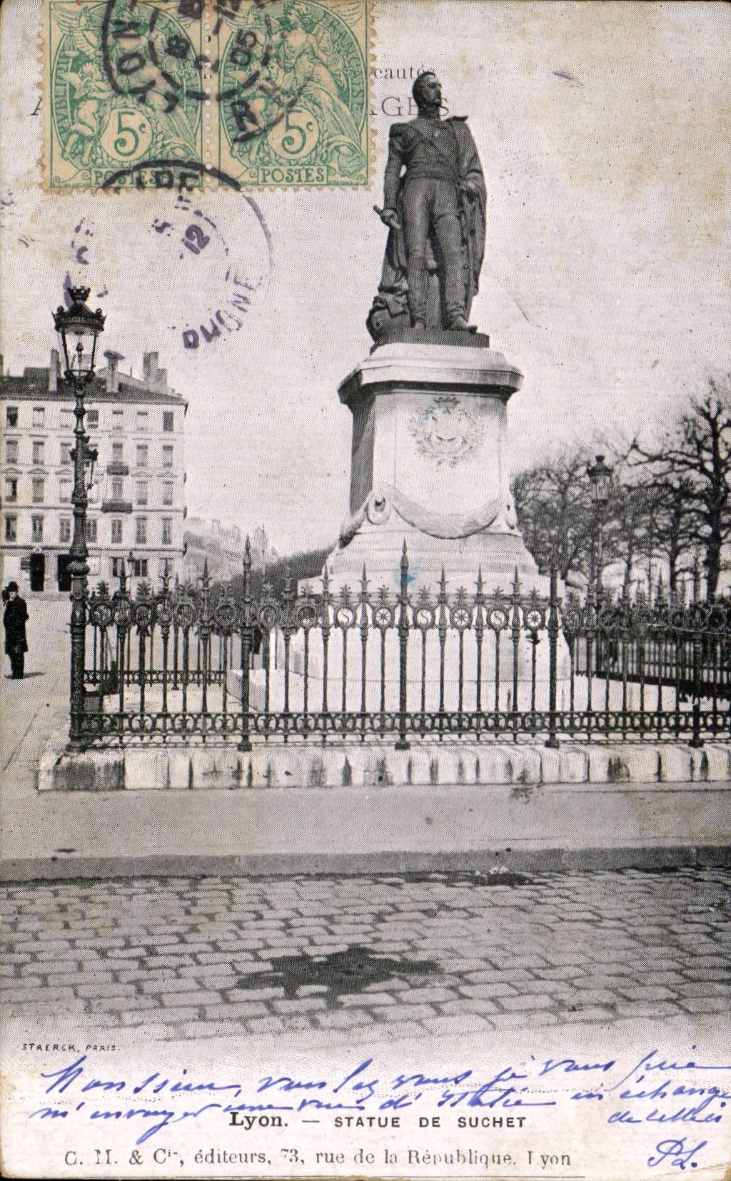 CPA Lyon Statue of Suchet