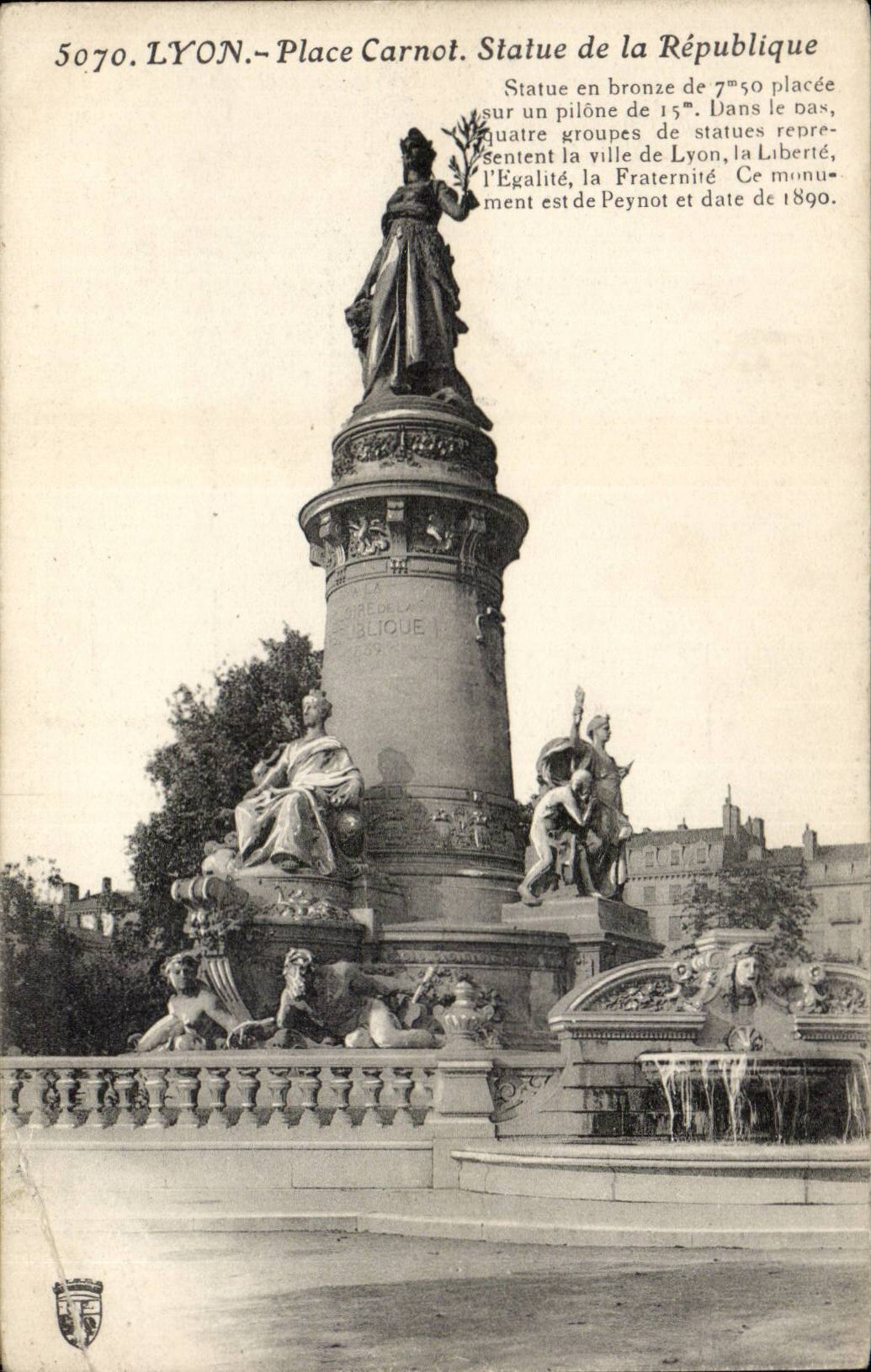 CPA Lyon Places Carnot Statue of the Republic
