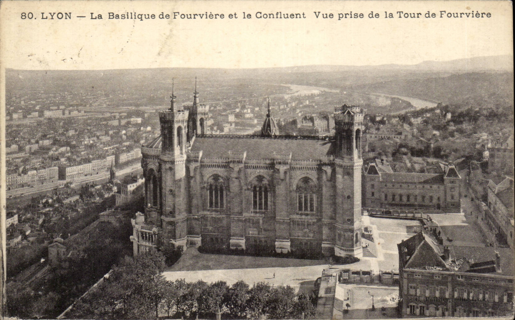 CPA Lyon the basilica of Fourviere and the confluence Seen from of the Tower of Fourviere