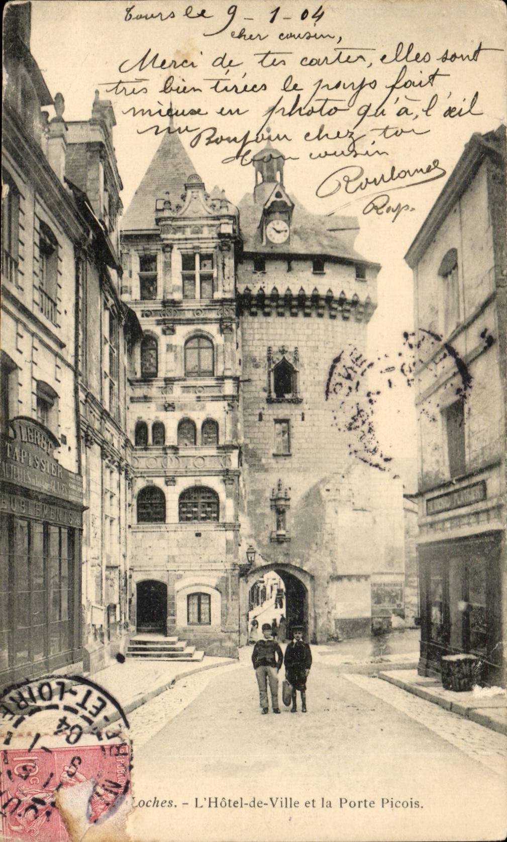 Loaches CPA Town hall and the Picois door