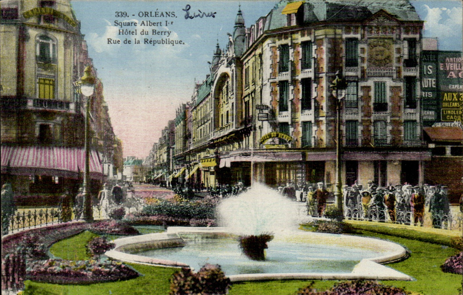 CPA Orleans Public garden Albert 1st Hotel of Berry Street of the Republic