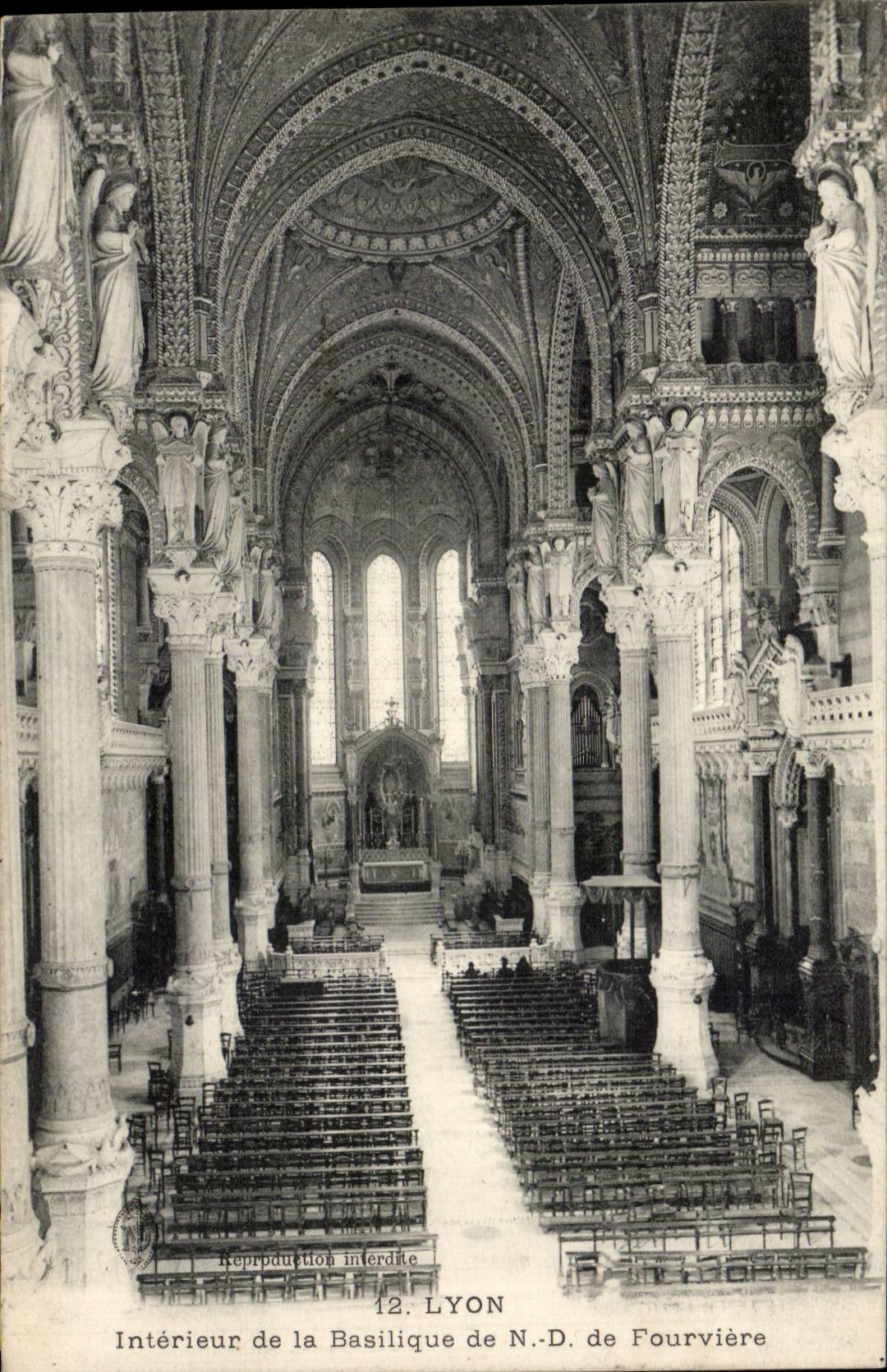 Interior Lyon CPA of the ND basilica of fourviere
