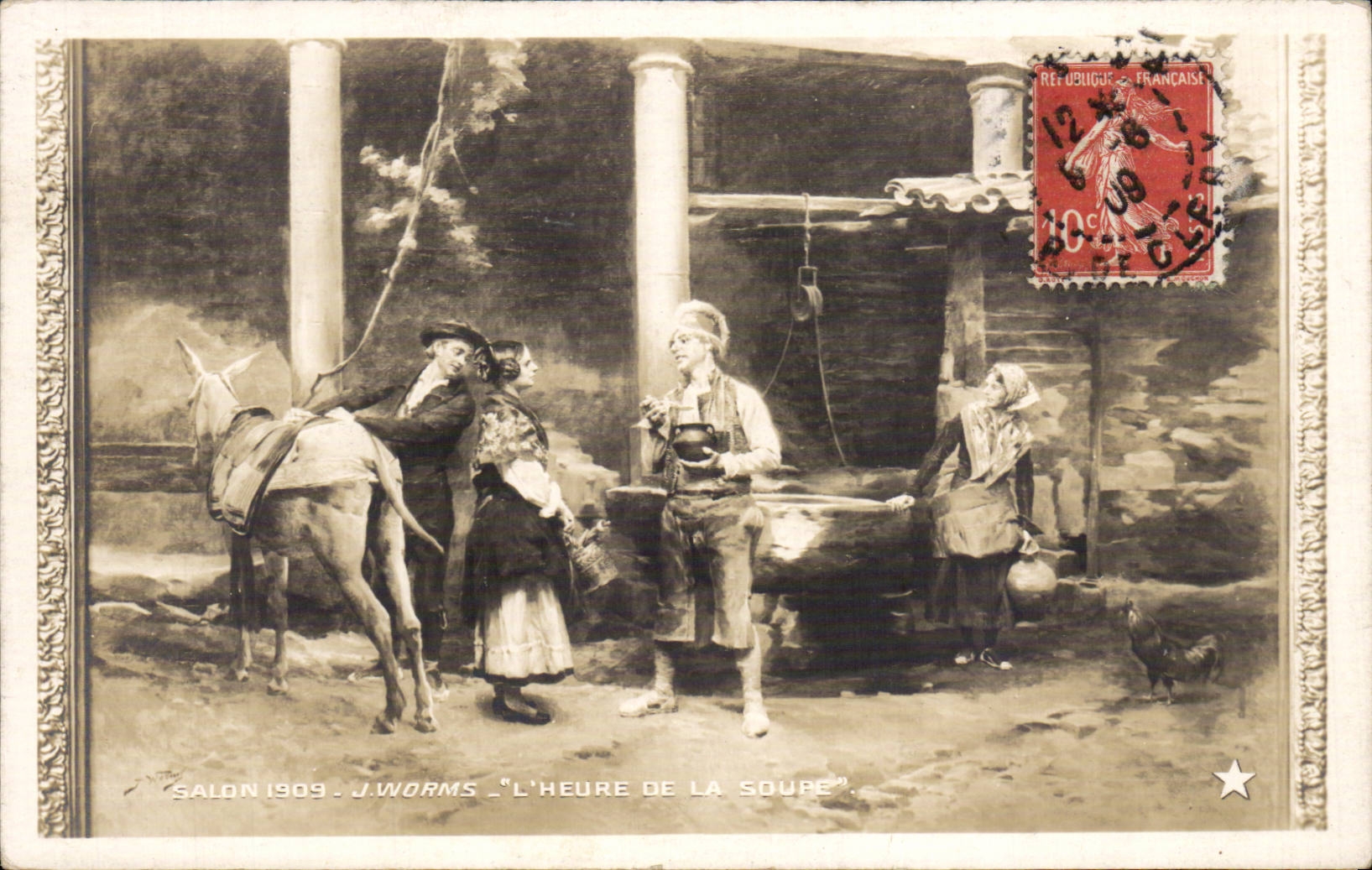 CPA Living room 1909 Worms the hour of soup Ass Donkey Mule