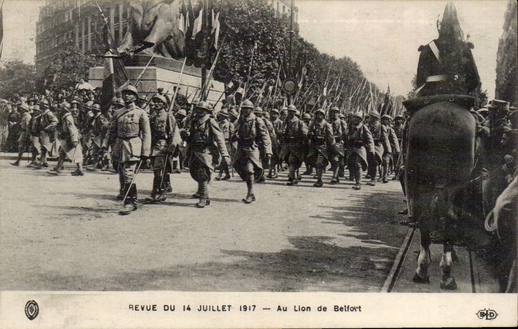 Re-examined CPA of July 14th 1917 To the lion of Belfort Paris Militaria
