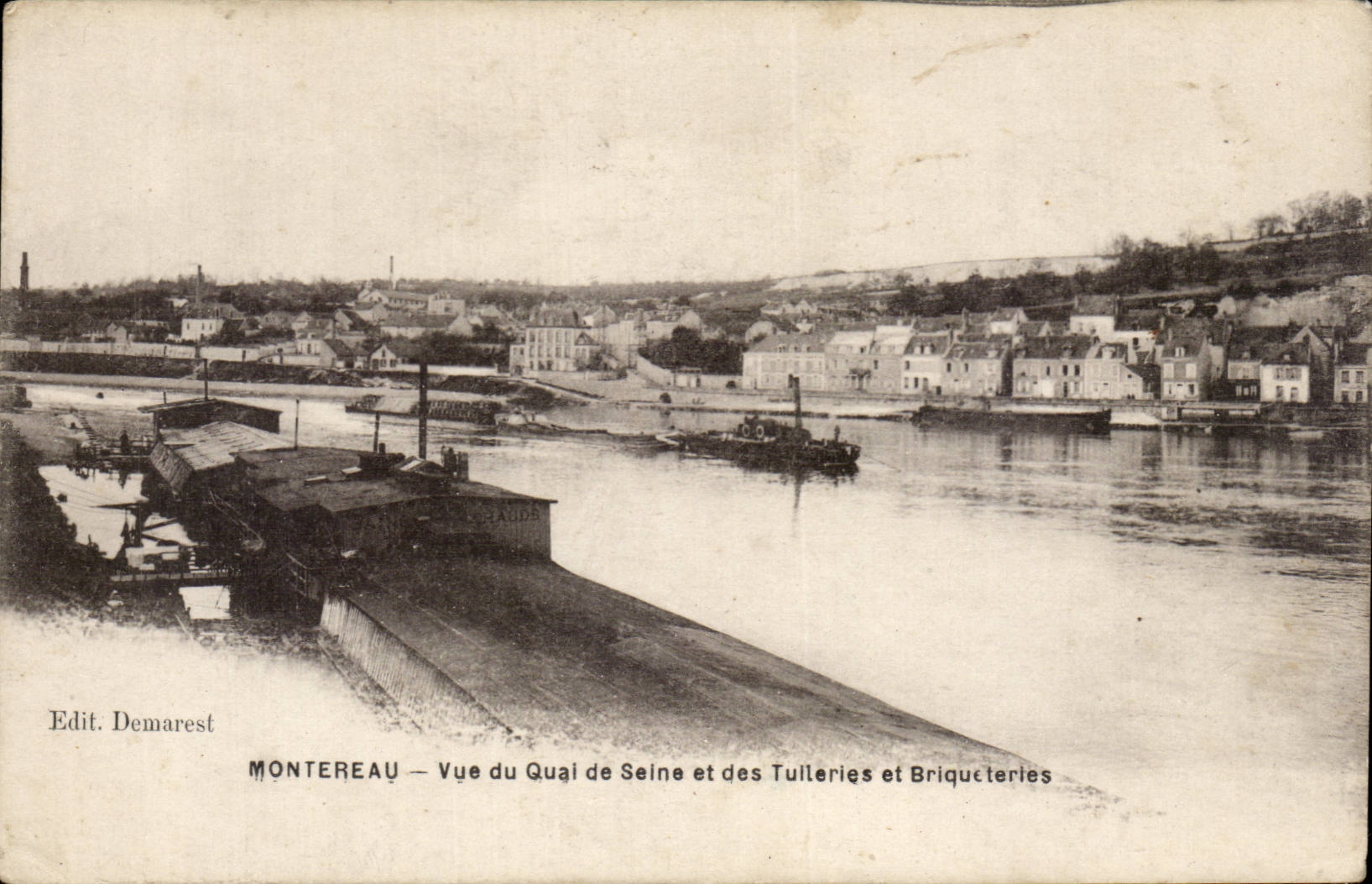 CPA Montereau gesehen vom Kai des Seine und des Tileries und der Ziegeleien