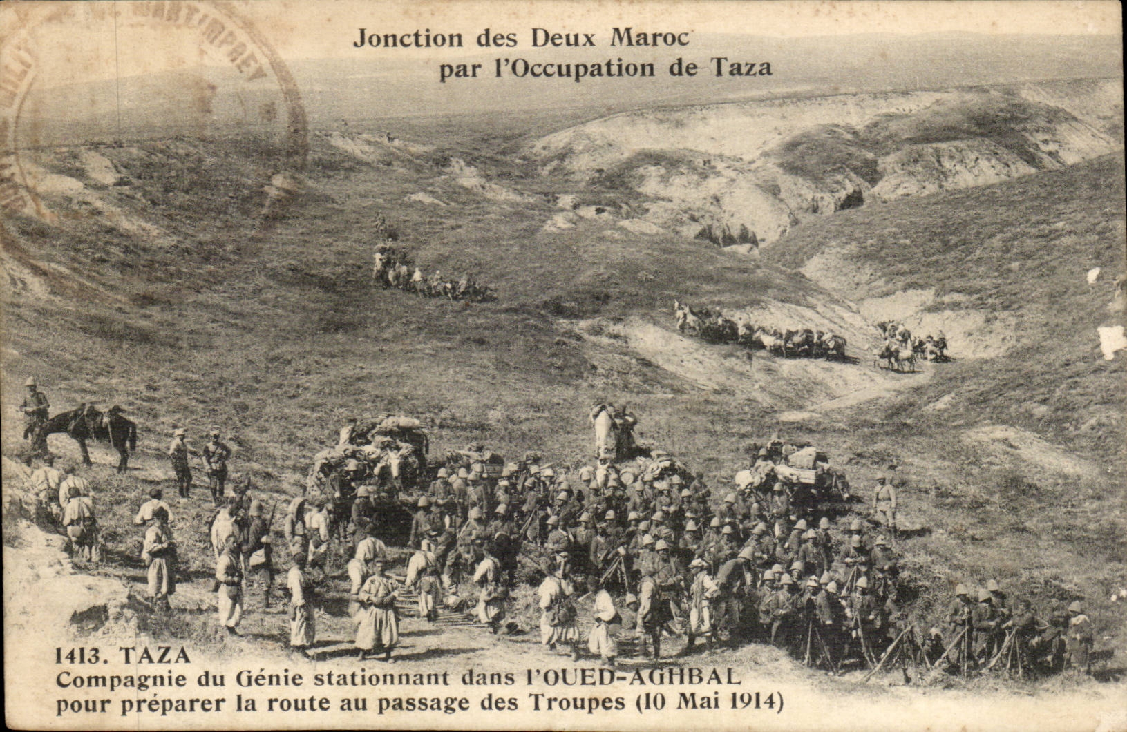 CPA Junction of Both Morocco by the occupation of Taza Company of the genius stationing in the Aghbal wadi