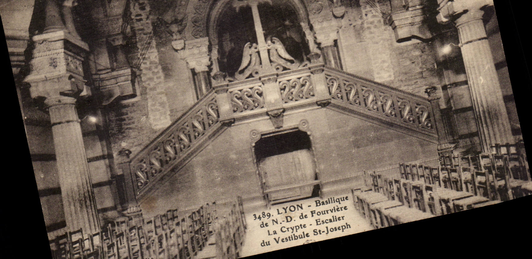 Lyon CPA Basilica of ND of Fourviere the crypt Staircase of the hall St Joseph