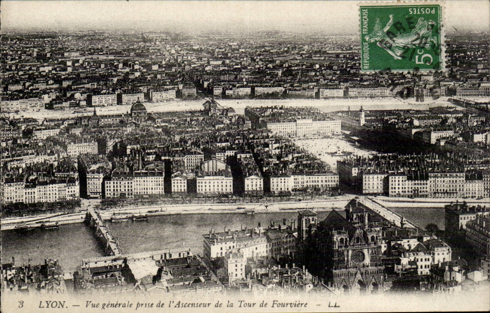 Lyon CPA View taken of the elevator of the Tower of Fourviere