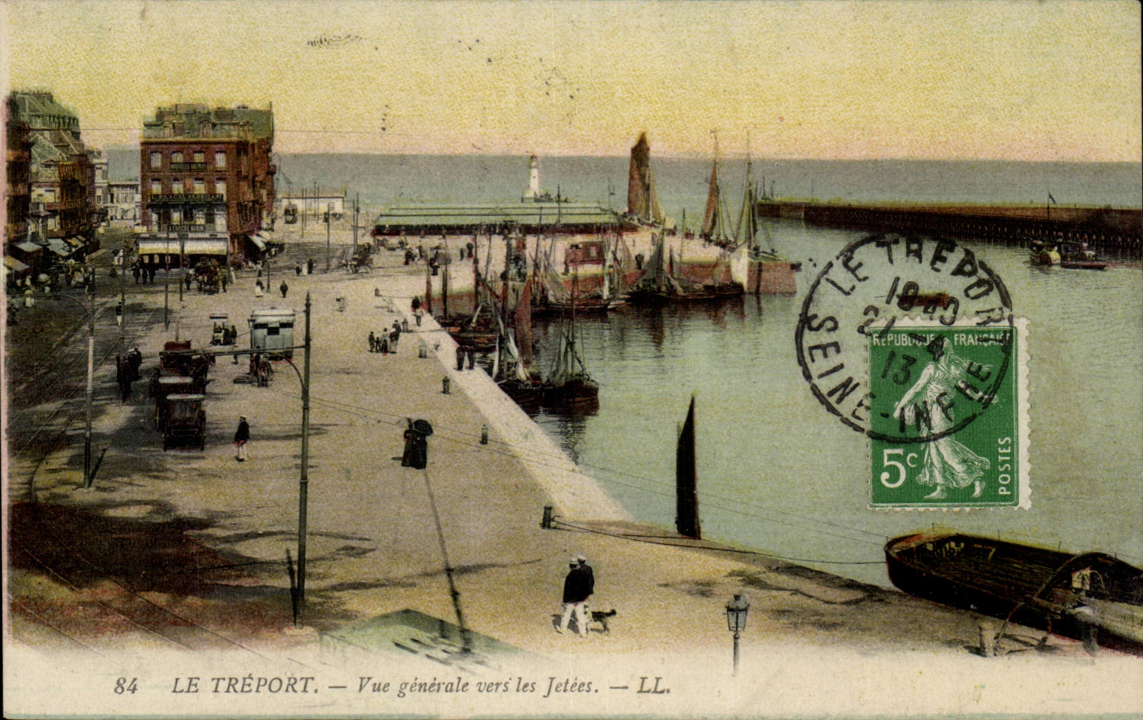 CPA Treport View in Richtung zu den Piers