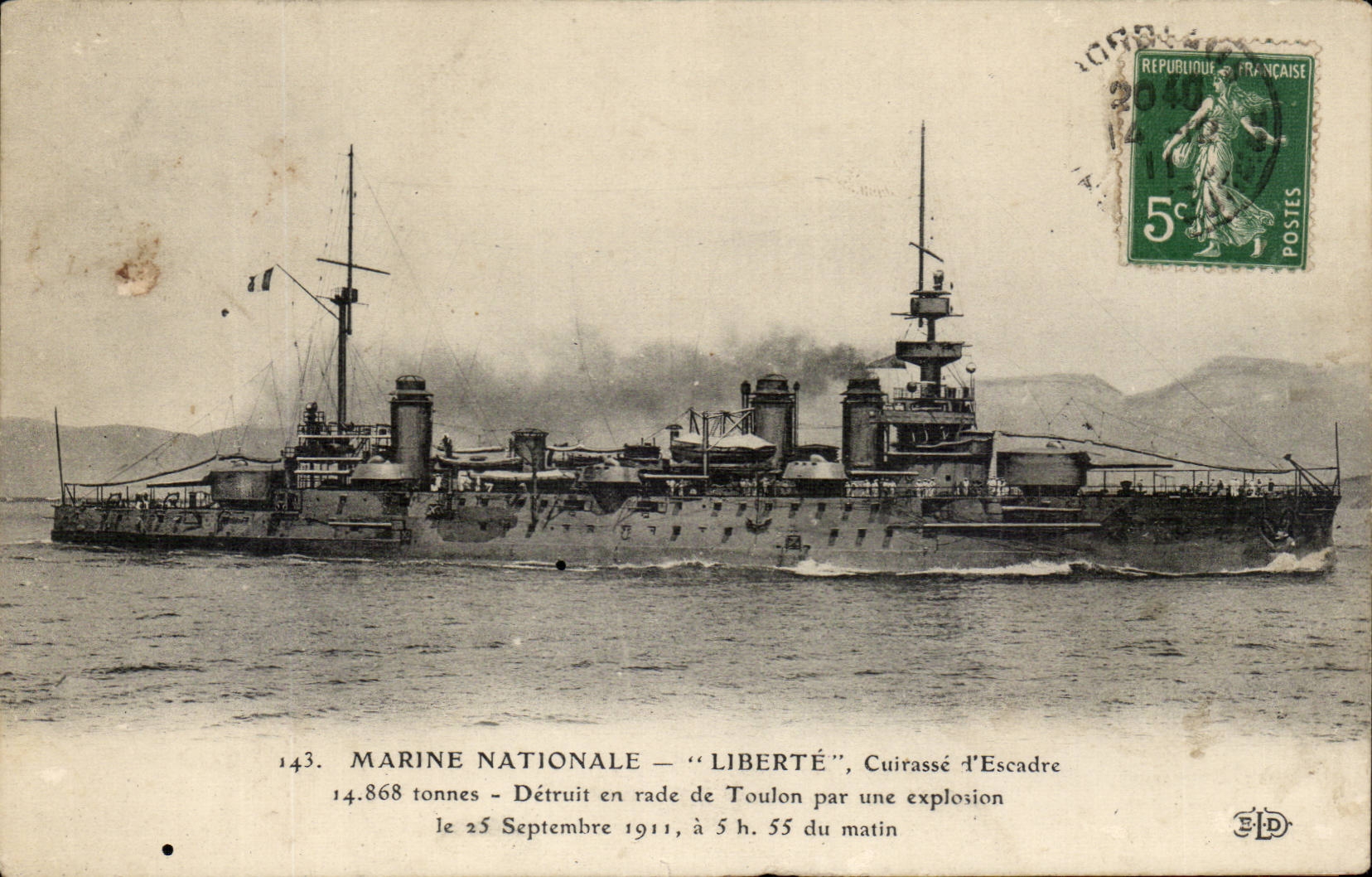 CPA Bateau National marine Freedom Armours the Detruit squadron in roads of Toulon on September 25th 2911