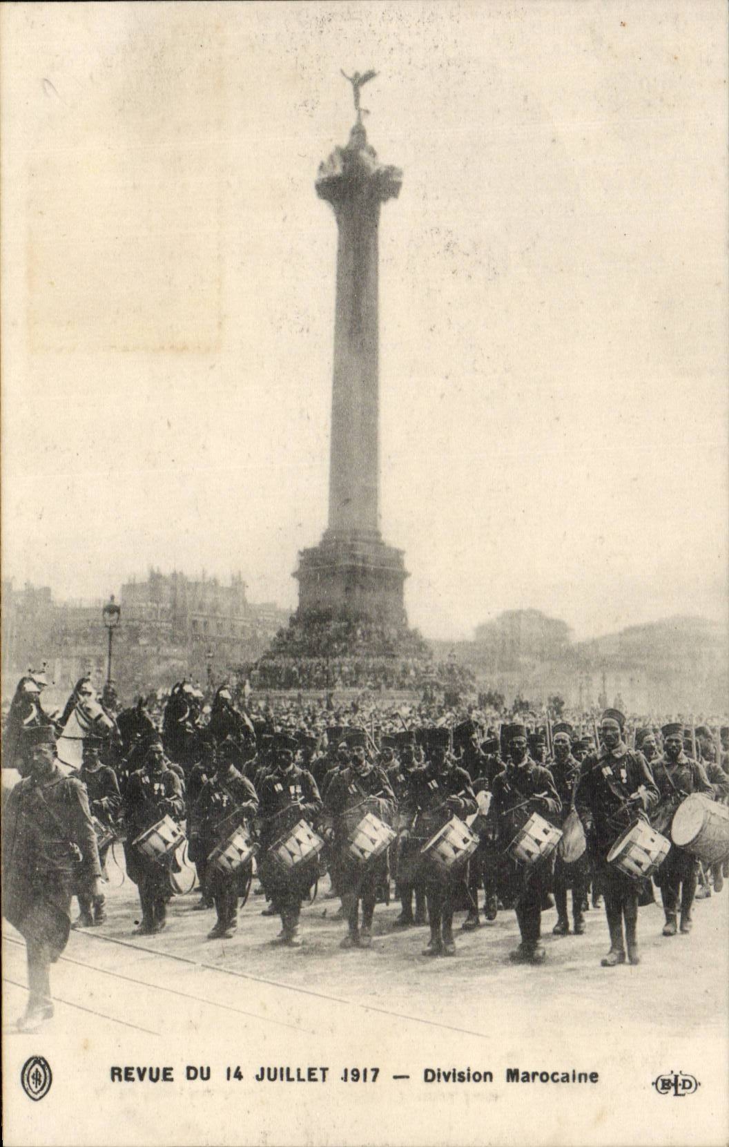 CPA Paris 12th Review of July 14th 1917 Moroccan Division Militaria