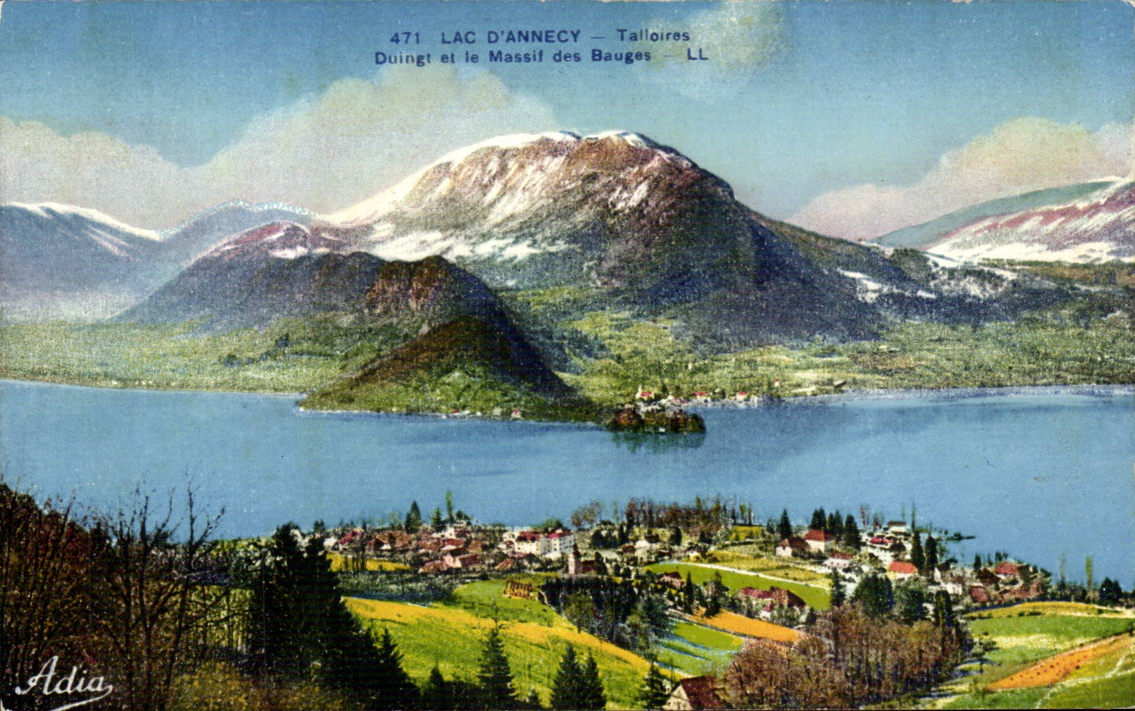 CPA Lake Annecy Talloires Duingt and solid mass of the Wallows