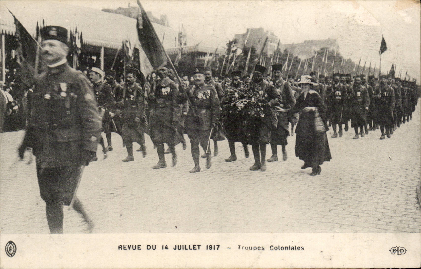 Re-examined CPA of July 14th 1917 colonial Troops Militaria