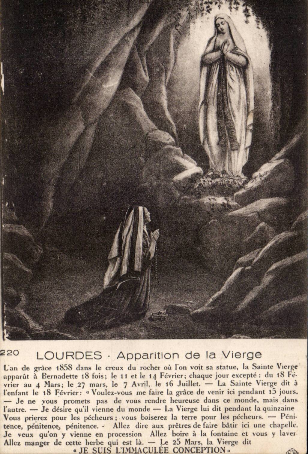 CPA Lourdes Appearance of the virgin