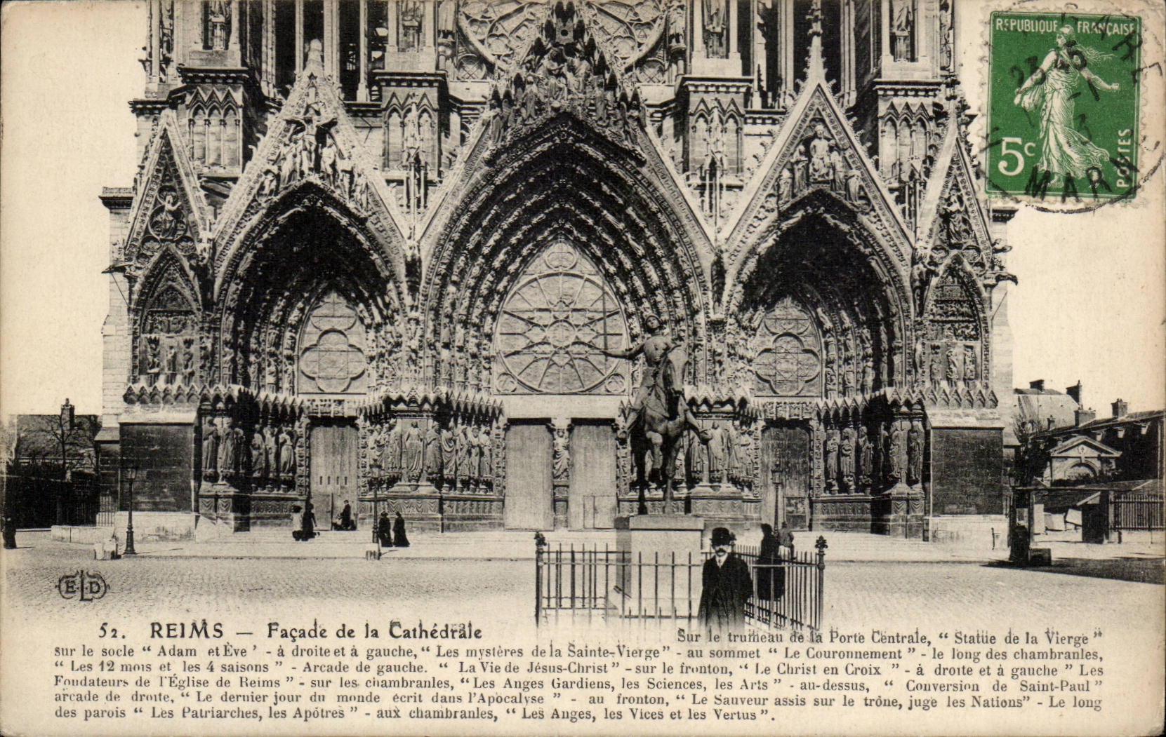 CPA Reims Frontage of the cathedral