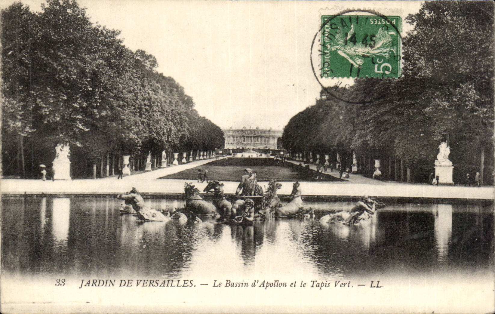 CPA Versailles Garden the basin of Apollo and the green carpet