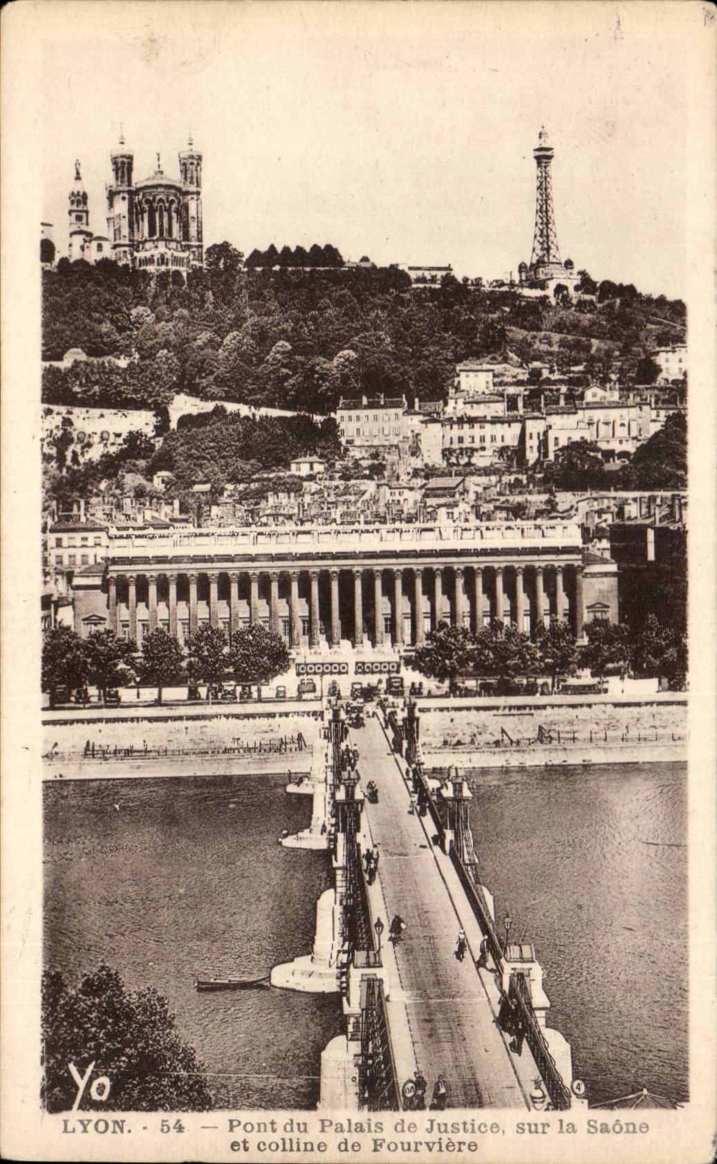 CPA Lyon Bridge of the Law courts on Saonet and the hill of Fourviere
