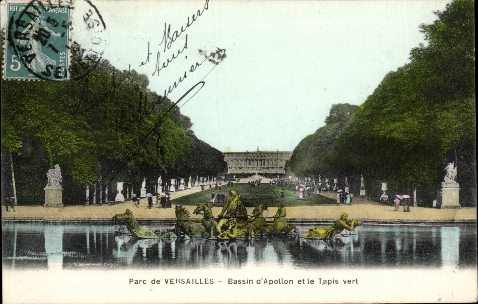 CPA Palate of Versailles Basin of Apollo and the green carpet