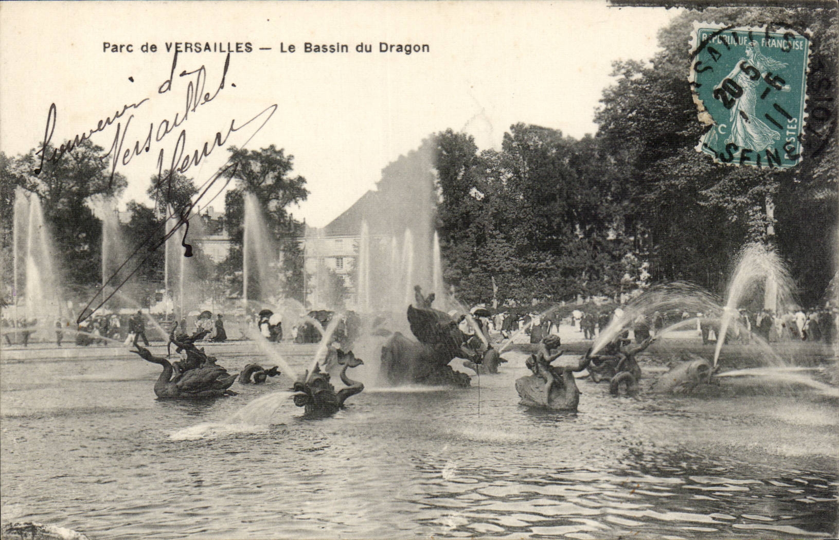 CPA Park of Versailles the basin of the Dragon