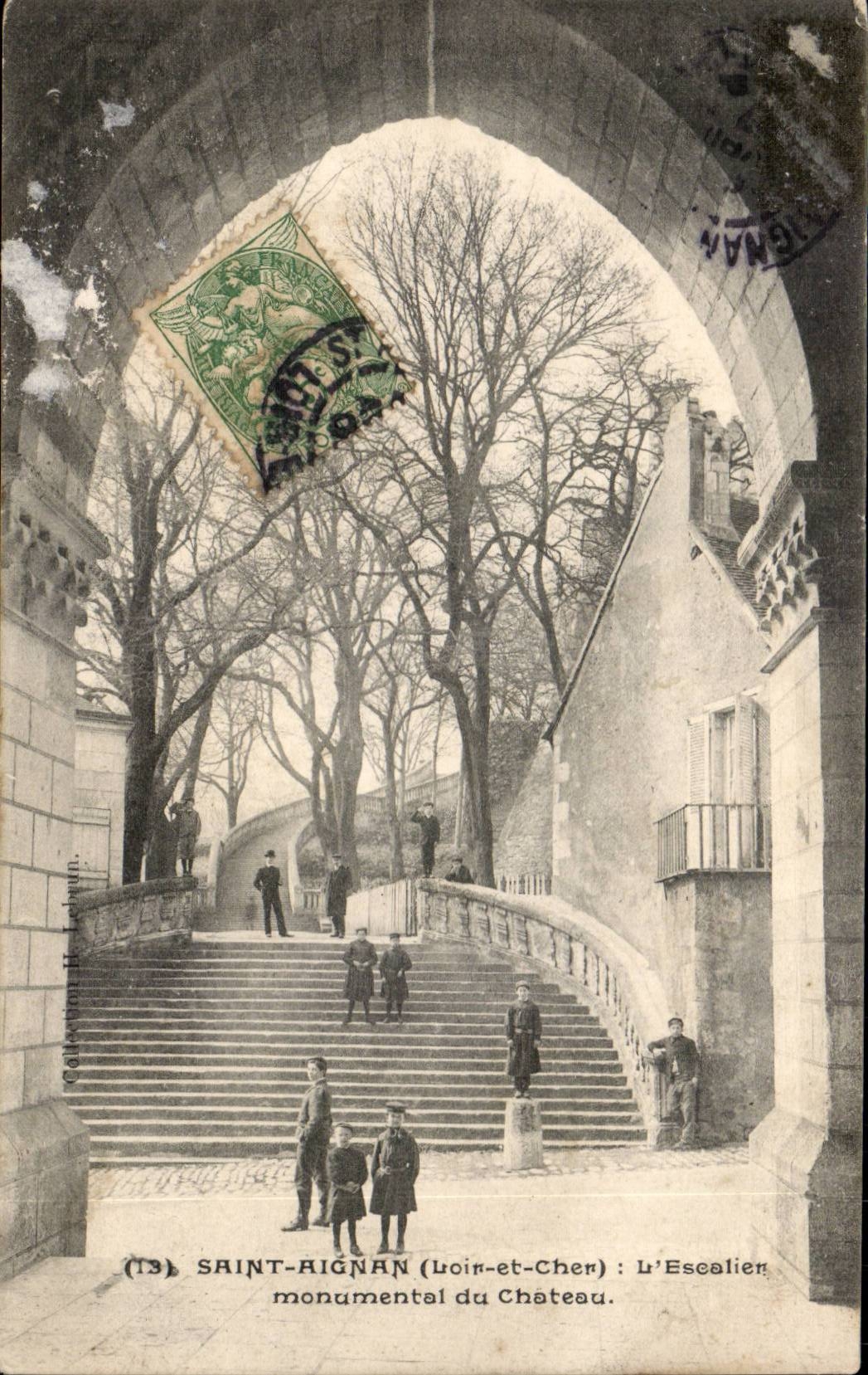 CPA Saint Aignan L'escalier monumental du chateau