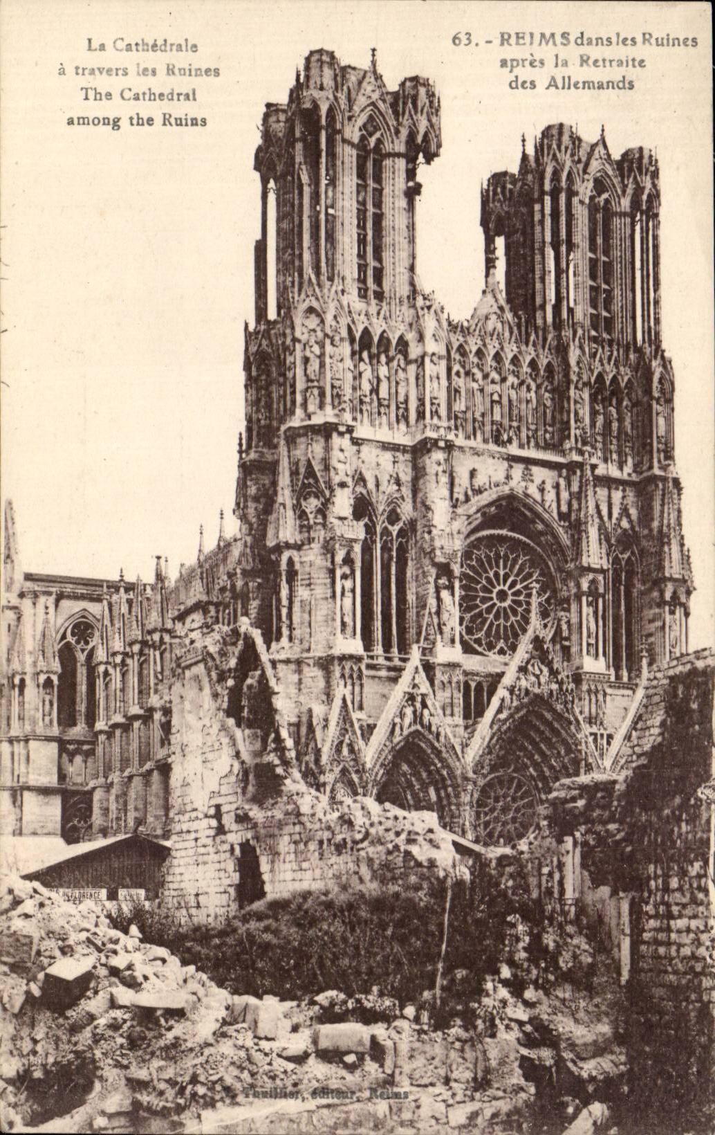 CPA Reims ruins of the Great War Cathedral