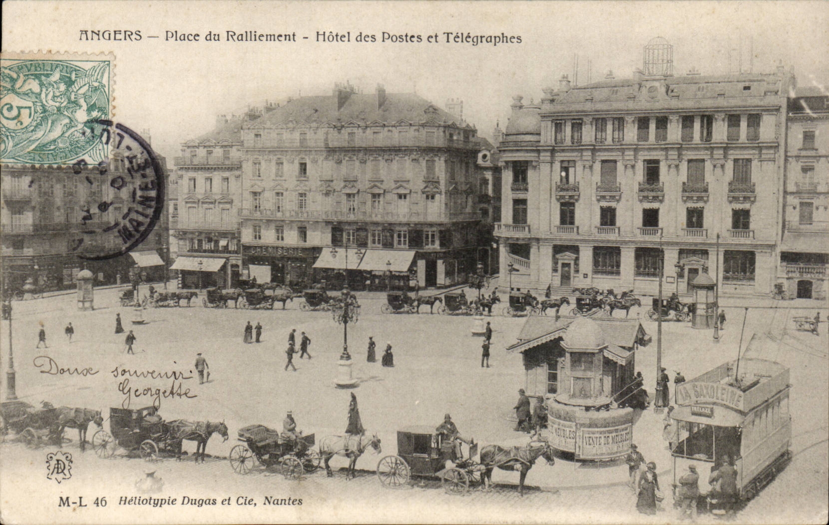Angers CPA Post office building Places Tramway rallying Very nice shot
