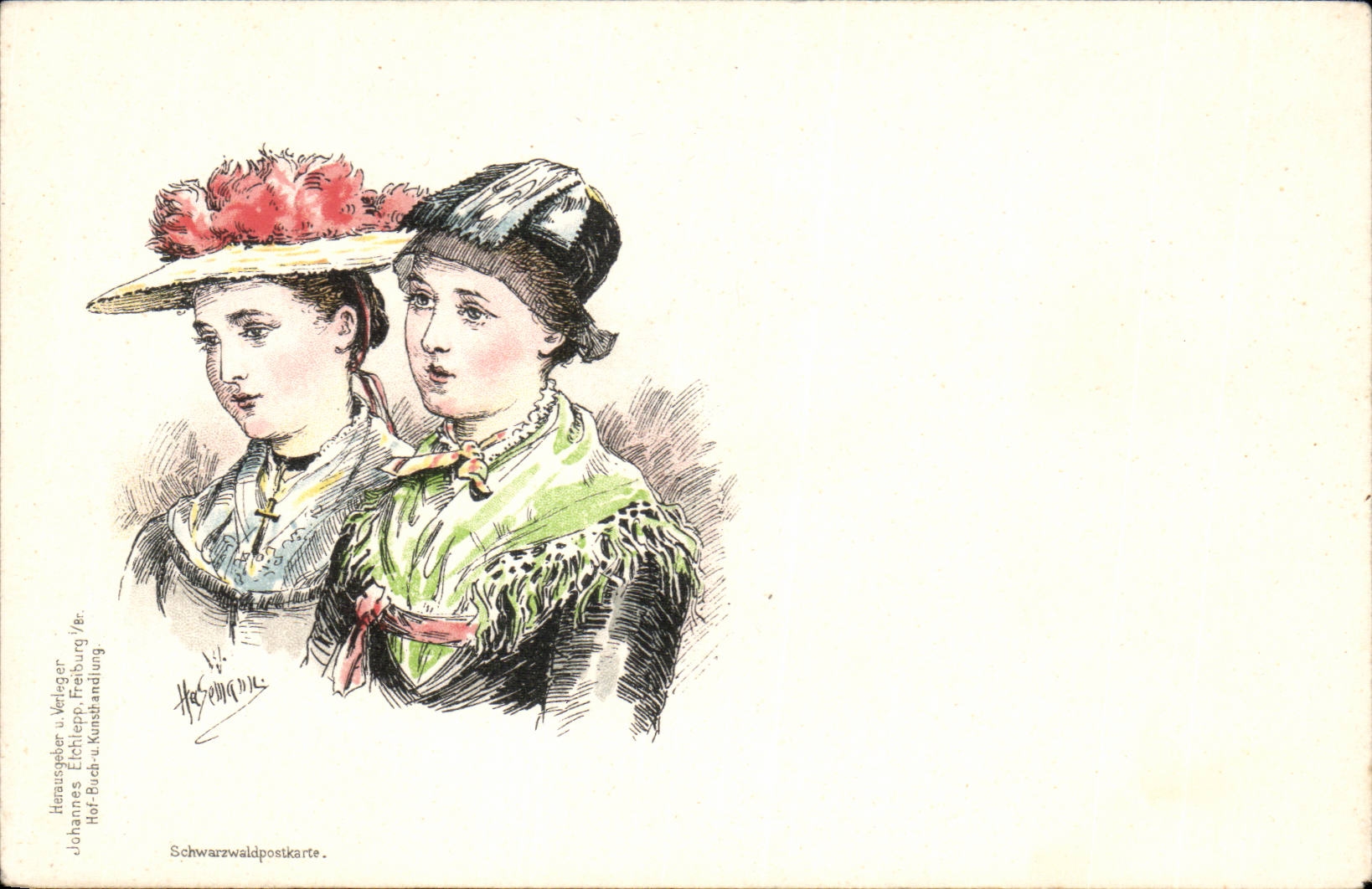 CPA Schwarzwaldpostkarte Woman Folklore Hasemann Freiburg