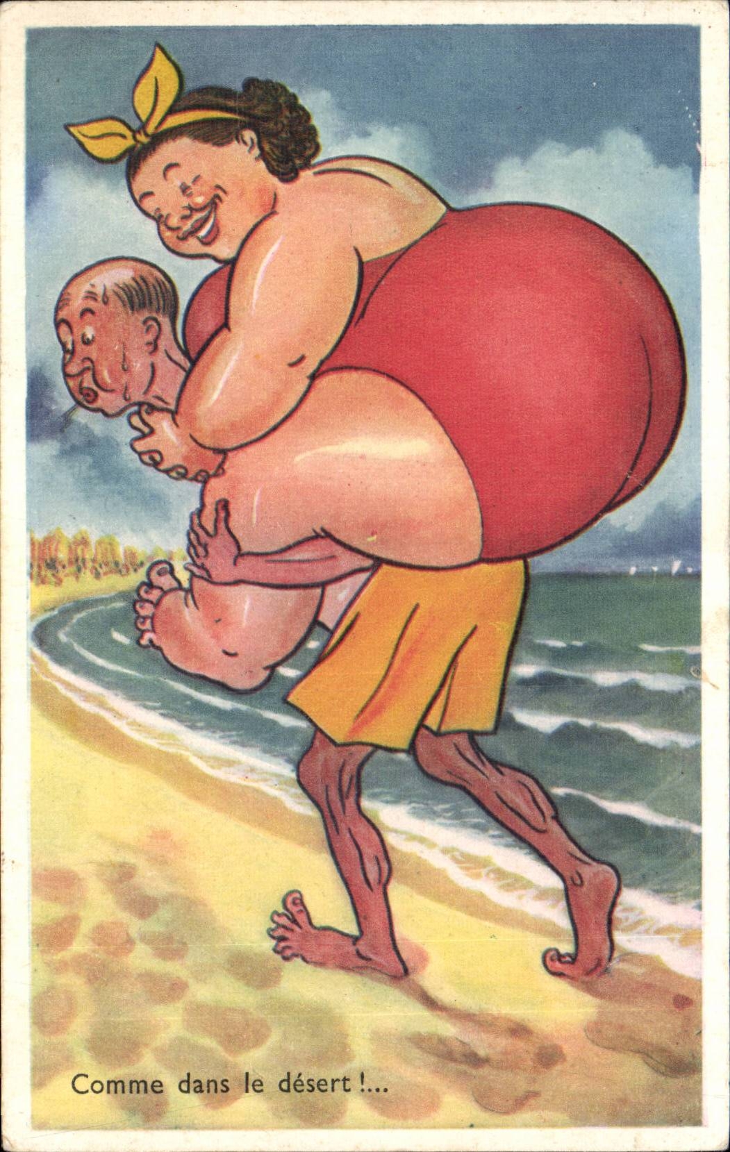 CPA Humour Comme dans le desert ( femme )