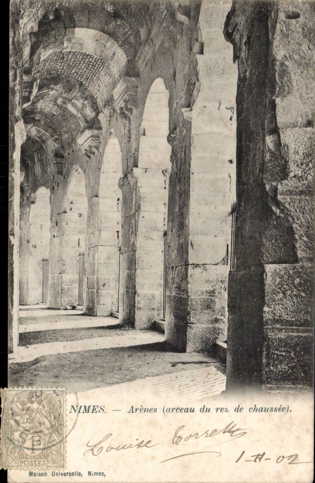 Nimes CPA der Arenabogen von rez der Fahrbahn