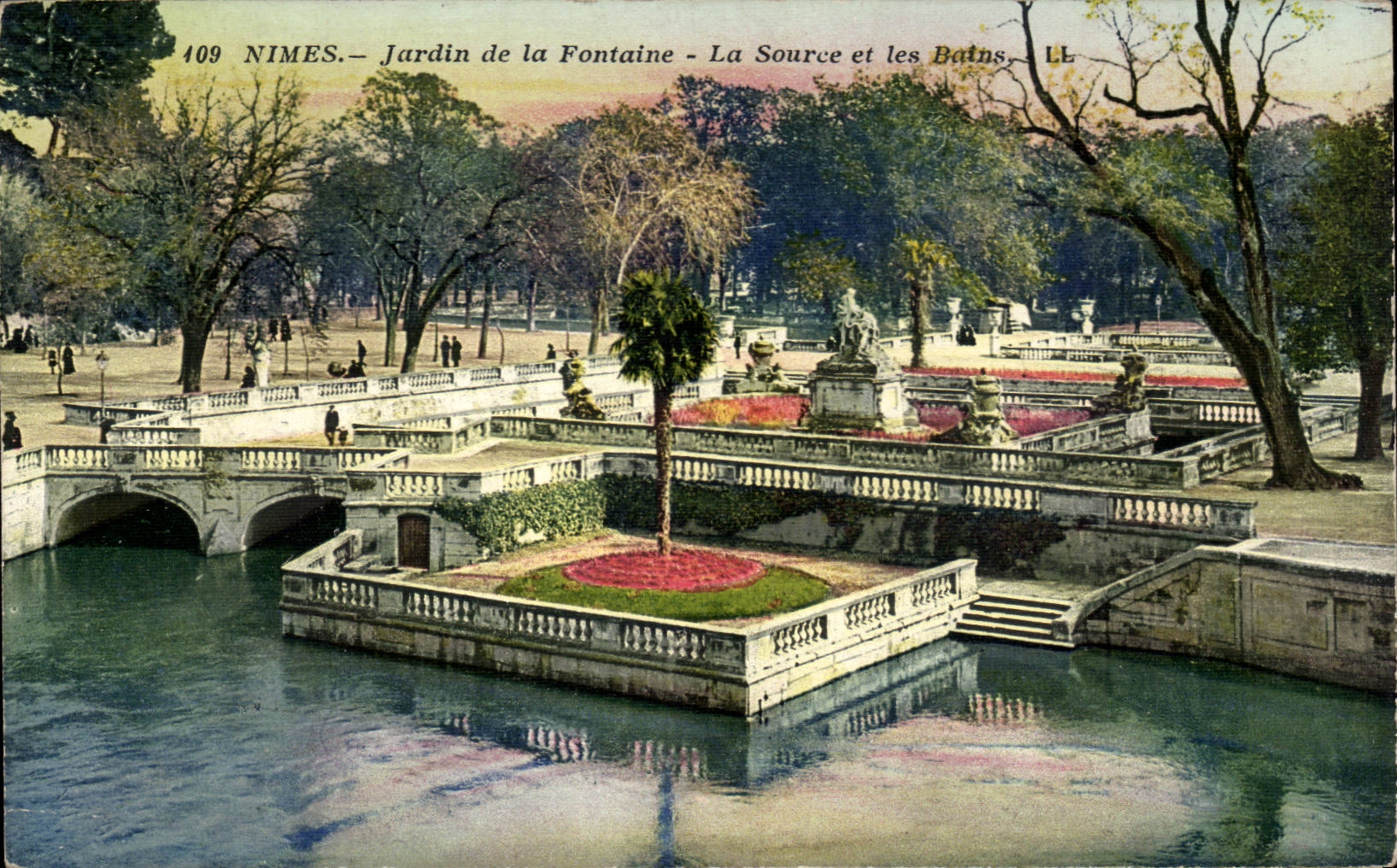 Garten Nimes-CPA des Brunnens die Quelle und die Bader