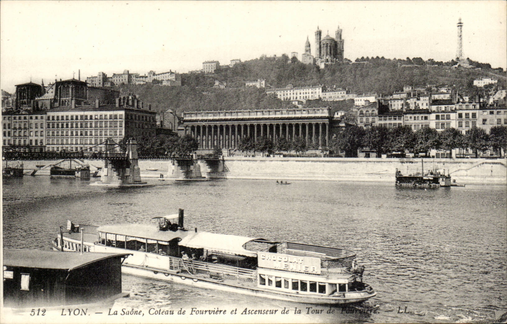 Lyon CPA the Saone Slope of Fourviere and elevator of the tower of Fourviere