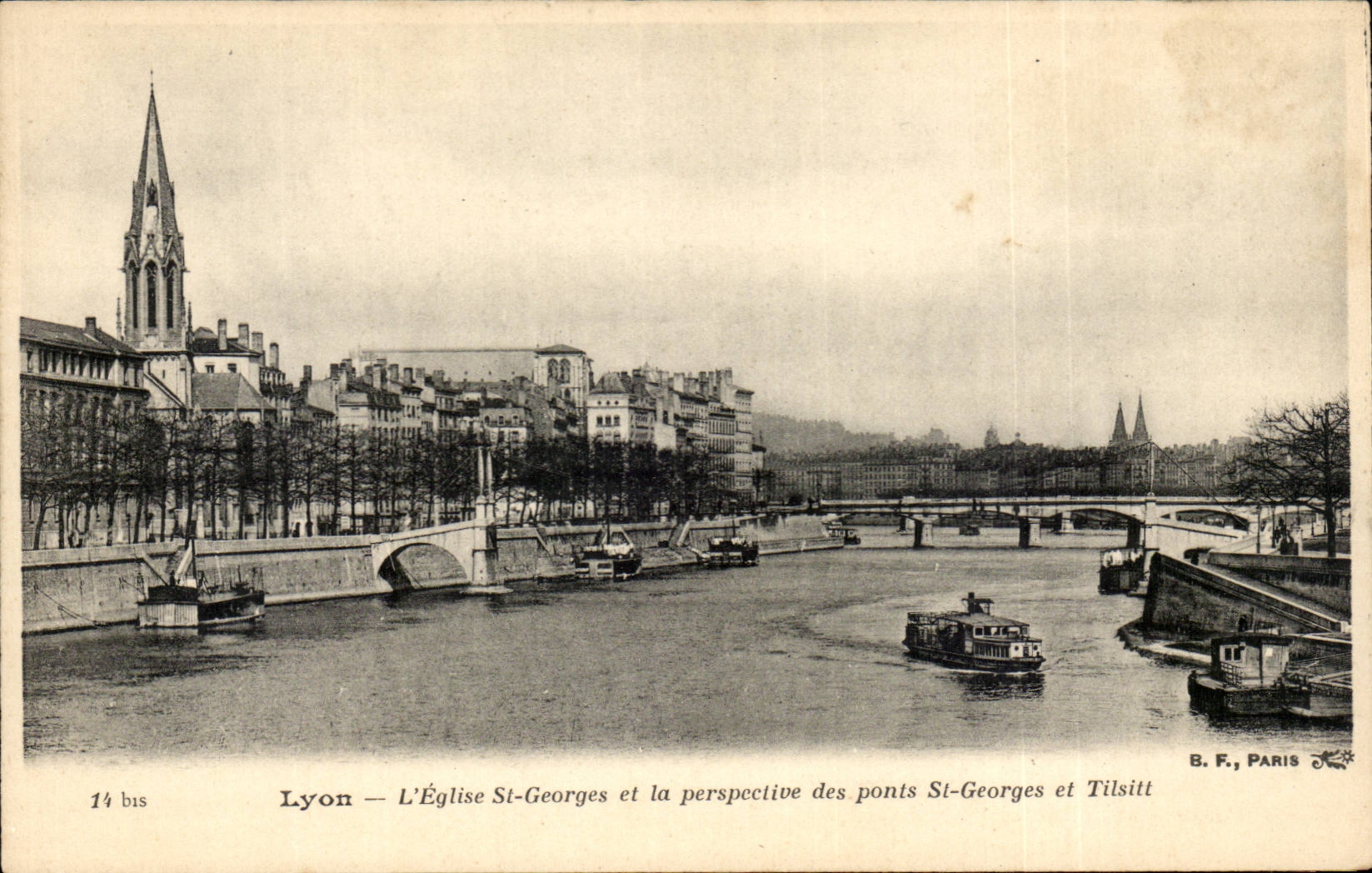 CPA Lyon the church St Georges and the prospect for the bridges St Georges and Tilsitt