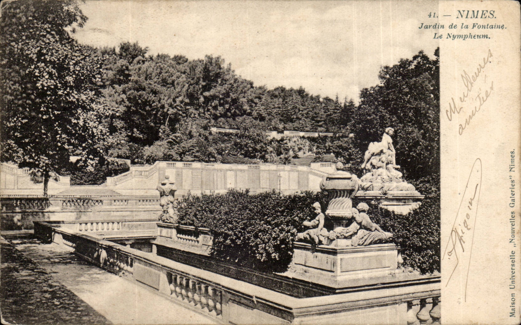 CPA Nimes Garten des Brunnens Nympheum