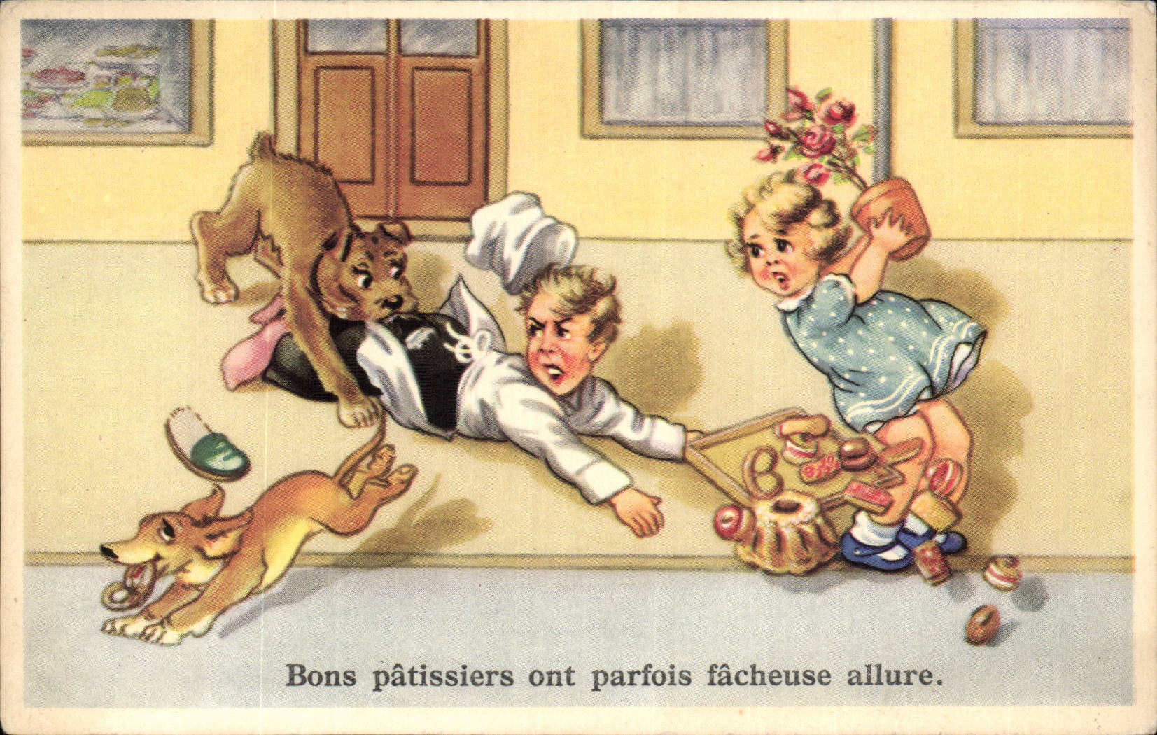 CPA Fantaisie Bons patissiers ont parfois facheuse allure patissier Chien dog Humour