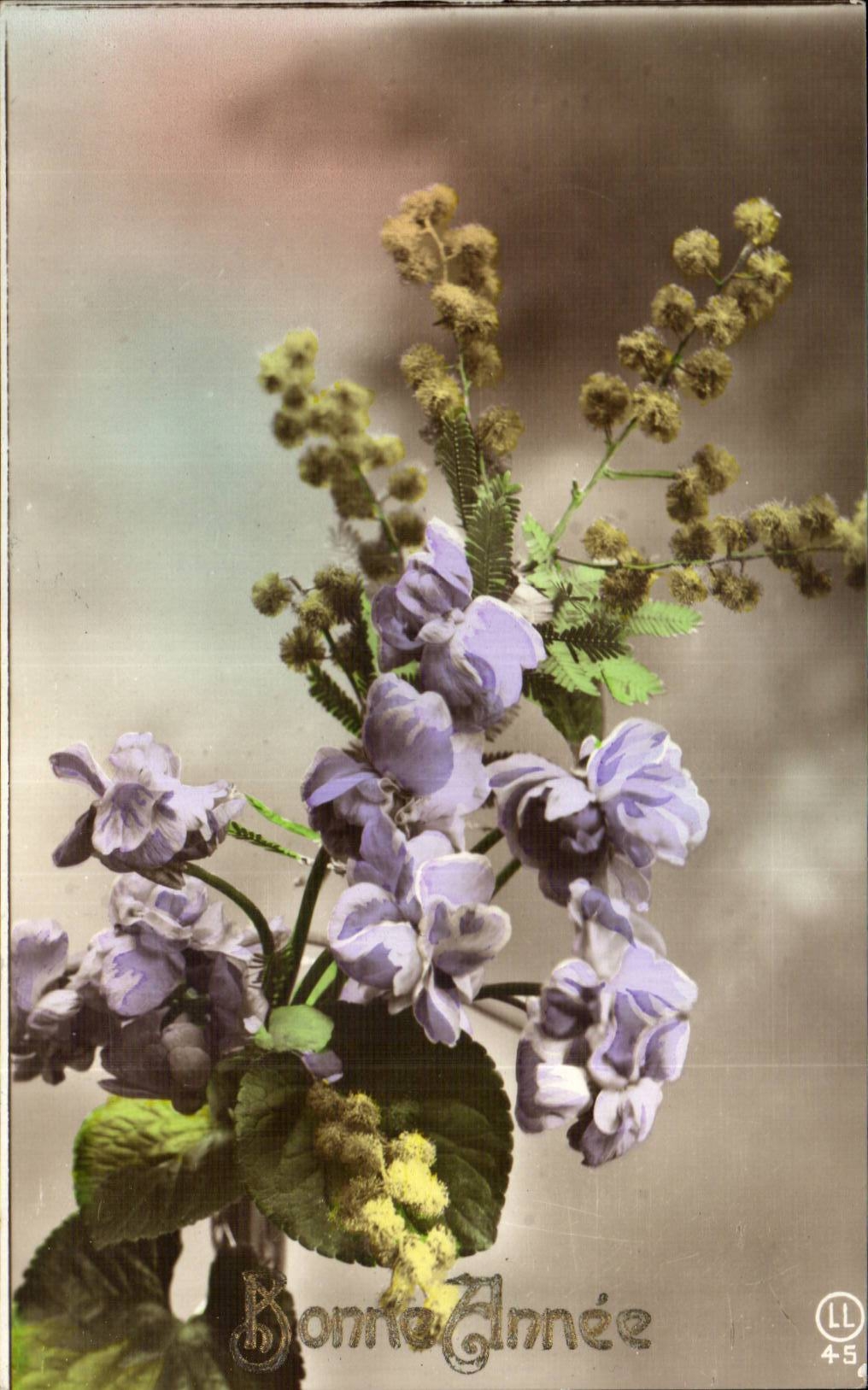 CPA Phantasie-Blumen-gluckliches neues Jahr