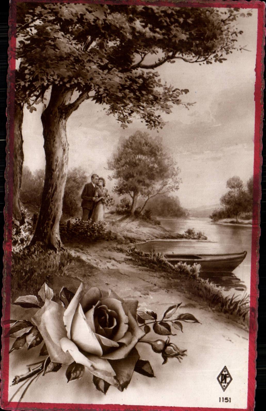 CPA Phantasie-Blume Rose