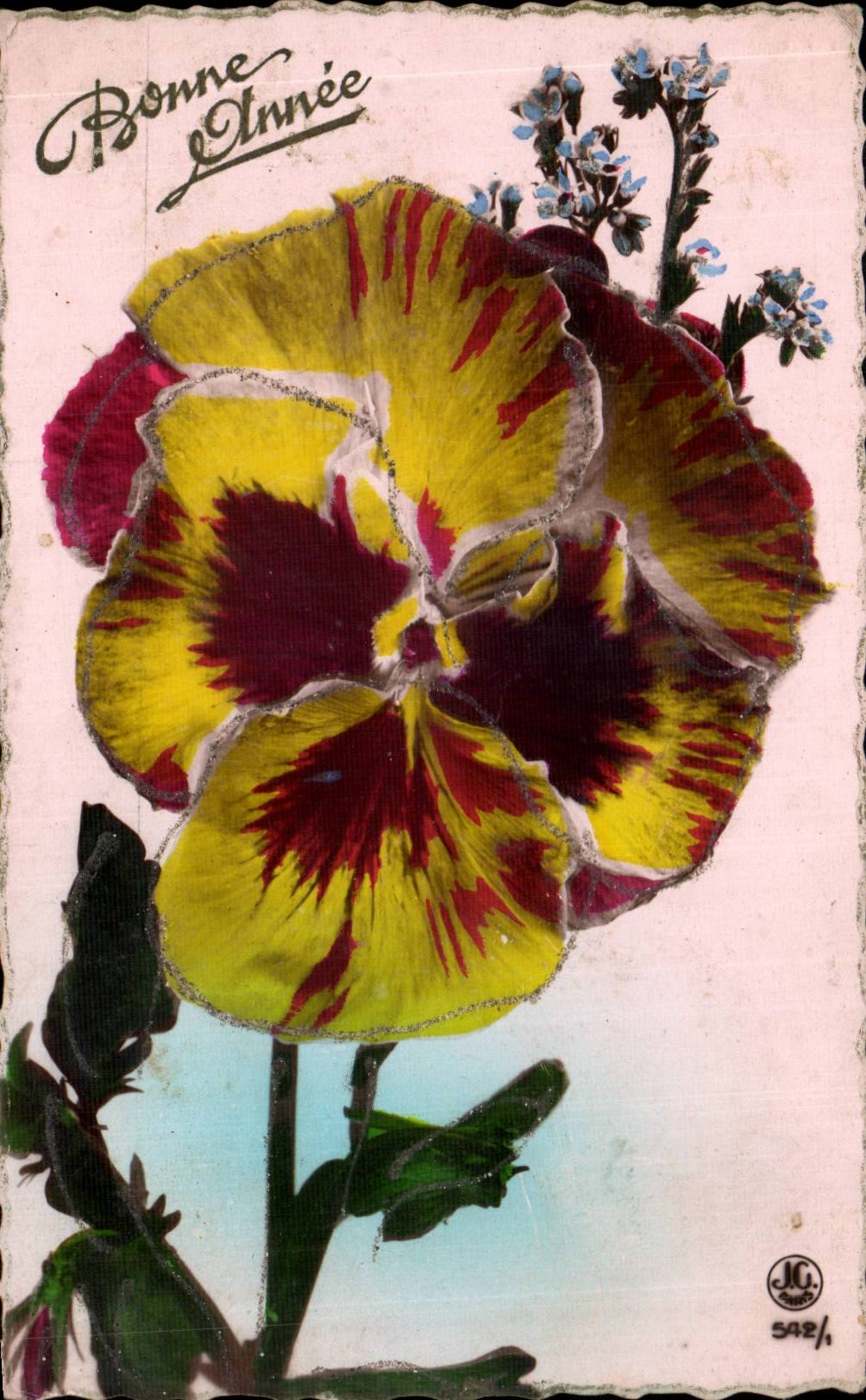 CPA Phantasie bluht gluckliches neues Jahr