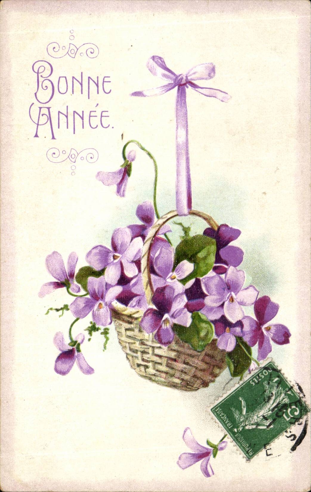 CPA Phantasie-gluckliches neues Jahr-Blumen