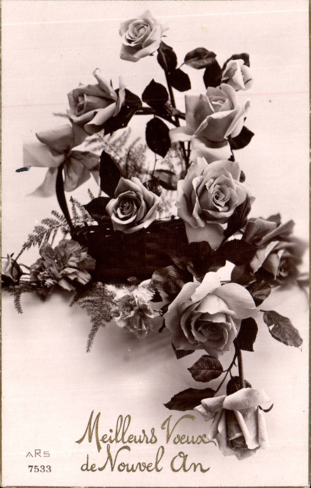 CPA Fantaisie Nouvel an Fleurs