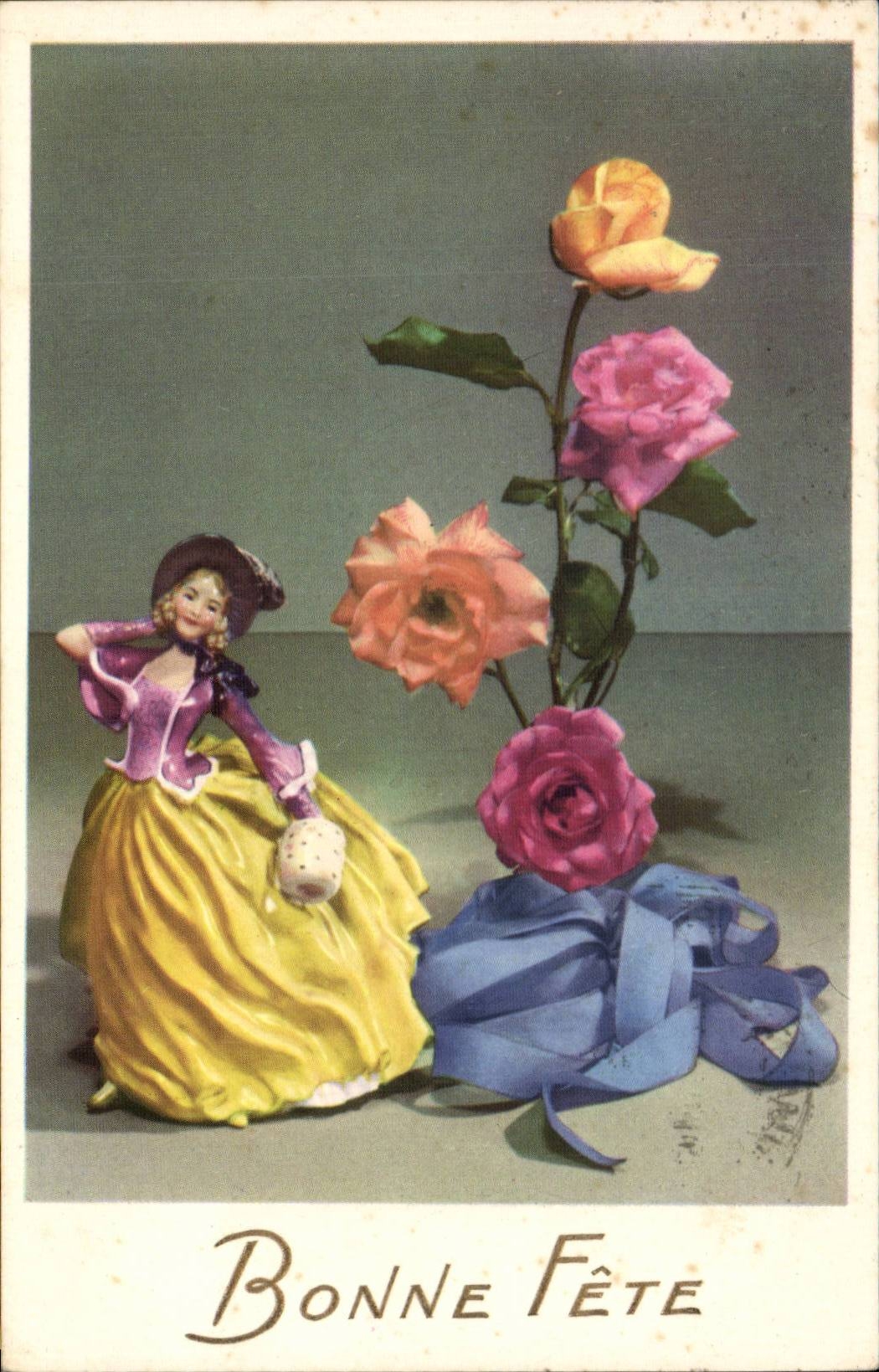 CPA Phantasie Santon Blumen